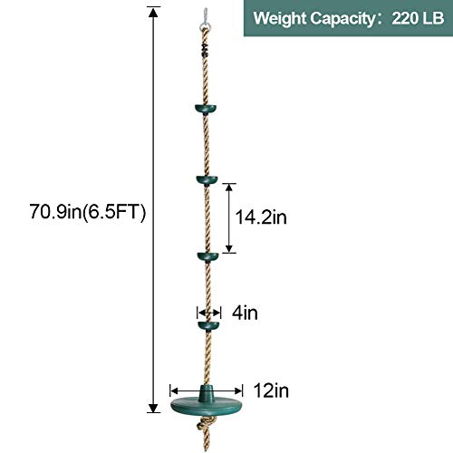 Climbing Rope with Disc for Tree or Swing Set