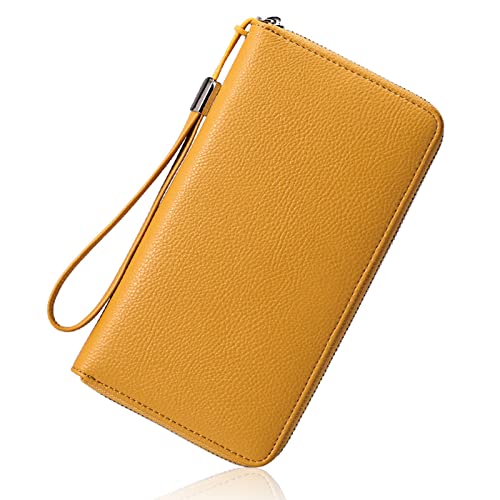 Womens Wallet, Large Leather Zip Around Wristlet