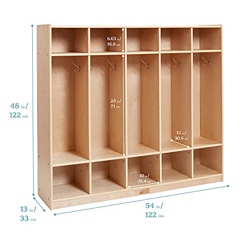 5 Section School Coat Locker, Backpack and Cubby Storage Organizer