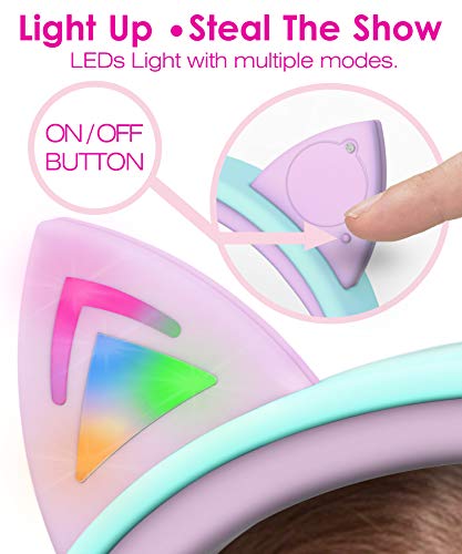 Kids Headphones with LED Light Up Cat Ears