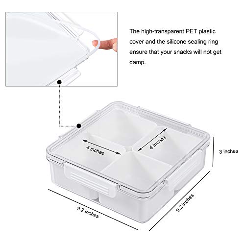 Plastic Divided Serving Tray with Lids for Snacks, Crudités