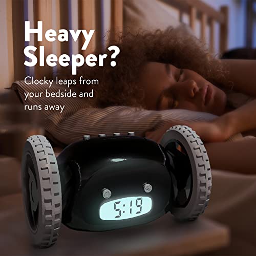 Alarm Clock on Wheels - Rolls Away to Wake Heavy Sleepers
