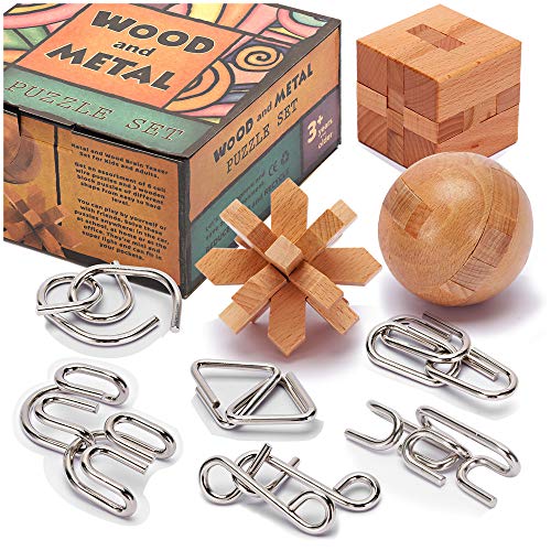 Metal and Wooden Puzzles - Brain Teasers for Adults