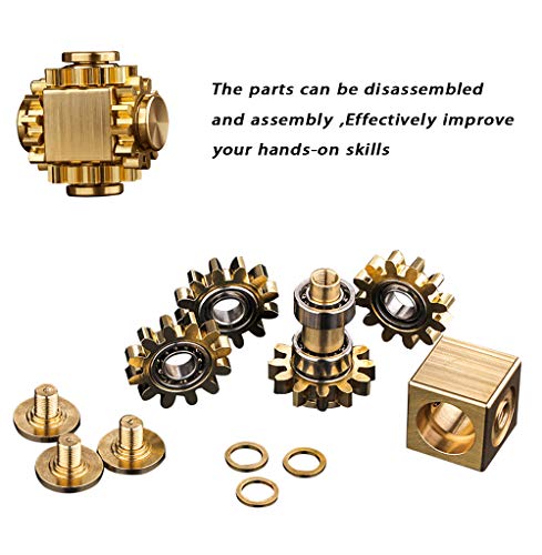 Pure Brass Cube Gears Anti-Anxiety Fidget Spinner Toy