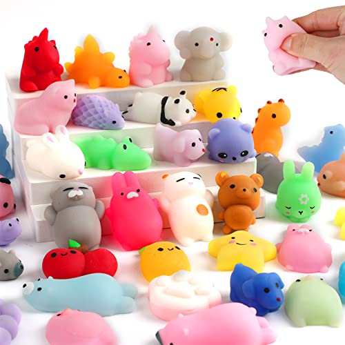 Mini Mochi Squishies - 24 Piece Fidget Toys Kit with Storage Container