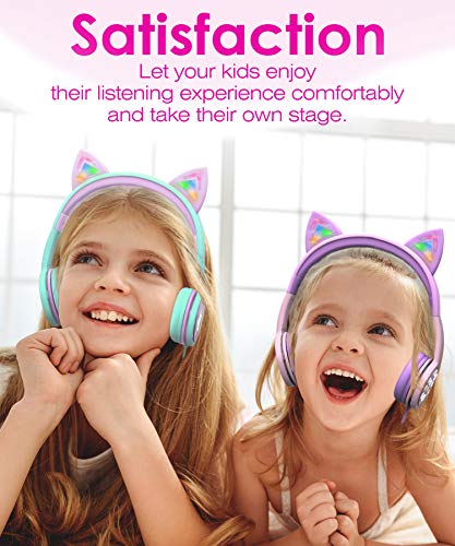 Kids Headphones with LED Light Up Cat Ears
