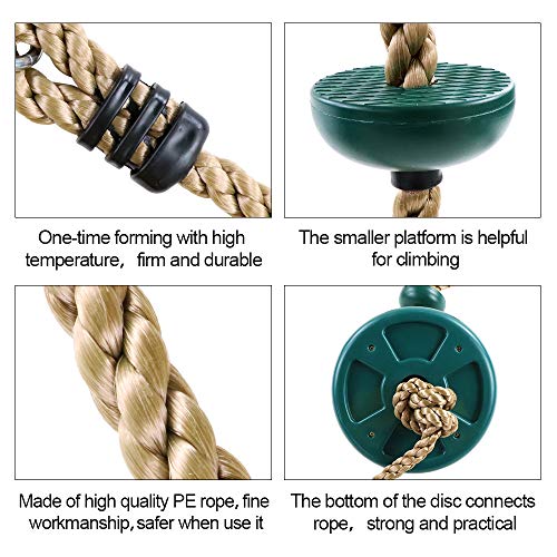 Climbing Rope with Disc for Tree or Swing Set