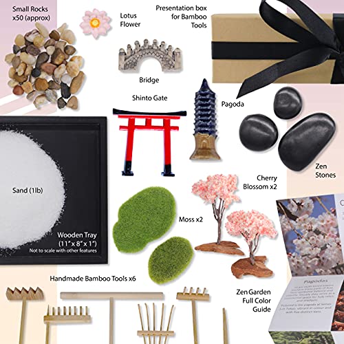 Zen Garden Kit - Beautiful Japanese Mini Rock Garden Gift Set