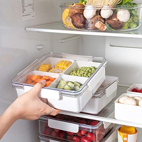 Plastic Divided Serving Tray with Lids for Snacks, Crudités