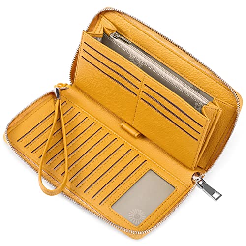 Womens Wallet, Large Leather Zip Around Wristlet