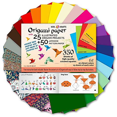 Origami Paper Kit - 300 Sheets, 50 Traditional Japanese Patterns