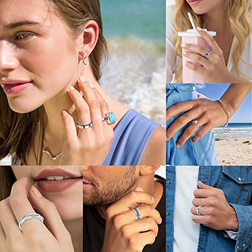 Fidget Rings for Anxiety 8 Stainless Steel Spinner Rings