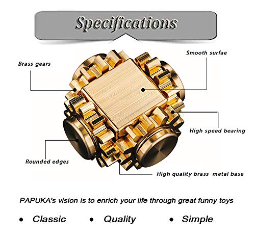 Pure Brass Cube Gears Anti-Anxiety Fidget Spinner Toy