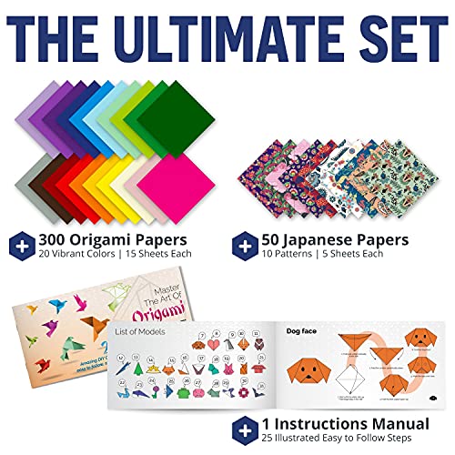 Origami Paper Kit - 300 Sheets, 50 Traditional Japanese Patterns