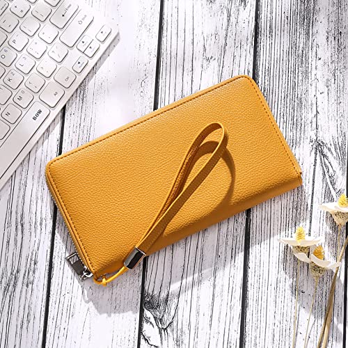 Womens Wallet, Large Leather Zip Around Wristlet