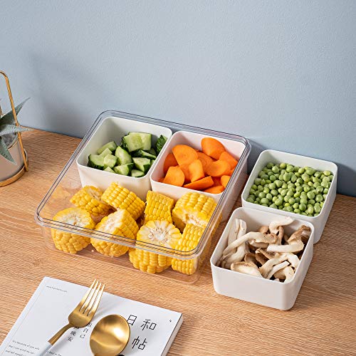 Fruit Snack Serving Tray, Divided Snack Box Container With 6