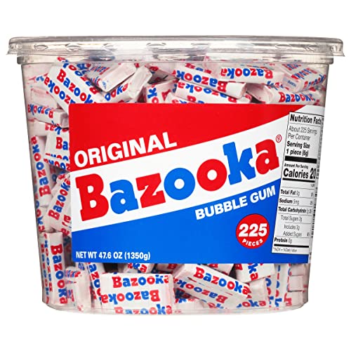 Bazooka Bubble Gum - Individually Wrapped Pink Chewing Gum