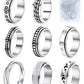 Fidget Rings for Anxiety 8 Stainless Steel Spinner Rings